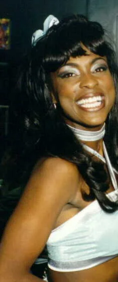 Midori in 2006, white halter top, solo crop, face visible